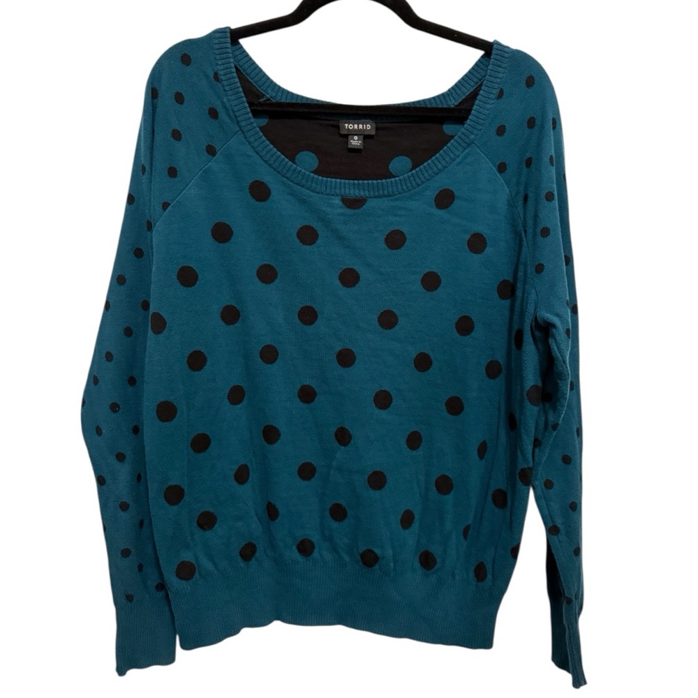 Torrid Polka Dot Sweater Teal/Black - Picture 3 of 6